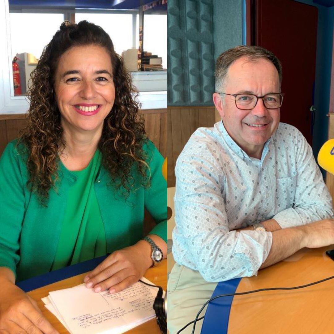 Pilar Costa y Josep Marí Ribas, en imágenes de archivo en los estudios de Radio Ibiza
