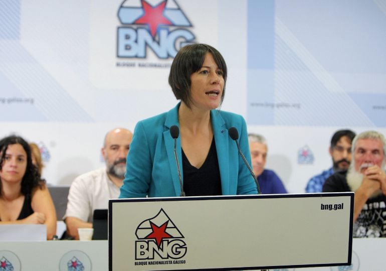 La candidata a la presidencia de la Xunta y Portavoz Nacional del BNG, Ana Pontón durante su intervención esta mañana en Santiago ante el Consello Nacional del partido, en donde han aprobado el programa electoral para las elecciones gallegas del 25 de sep