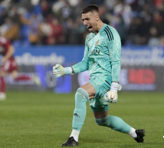 Dani Rebollo, en el partido en Butarque ante el Leganés, uno de los dos en los que ha defendido la portería del primer equipo