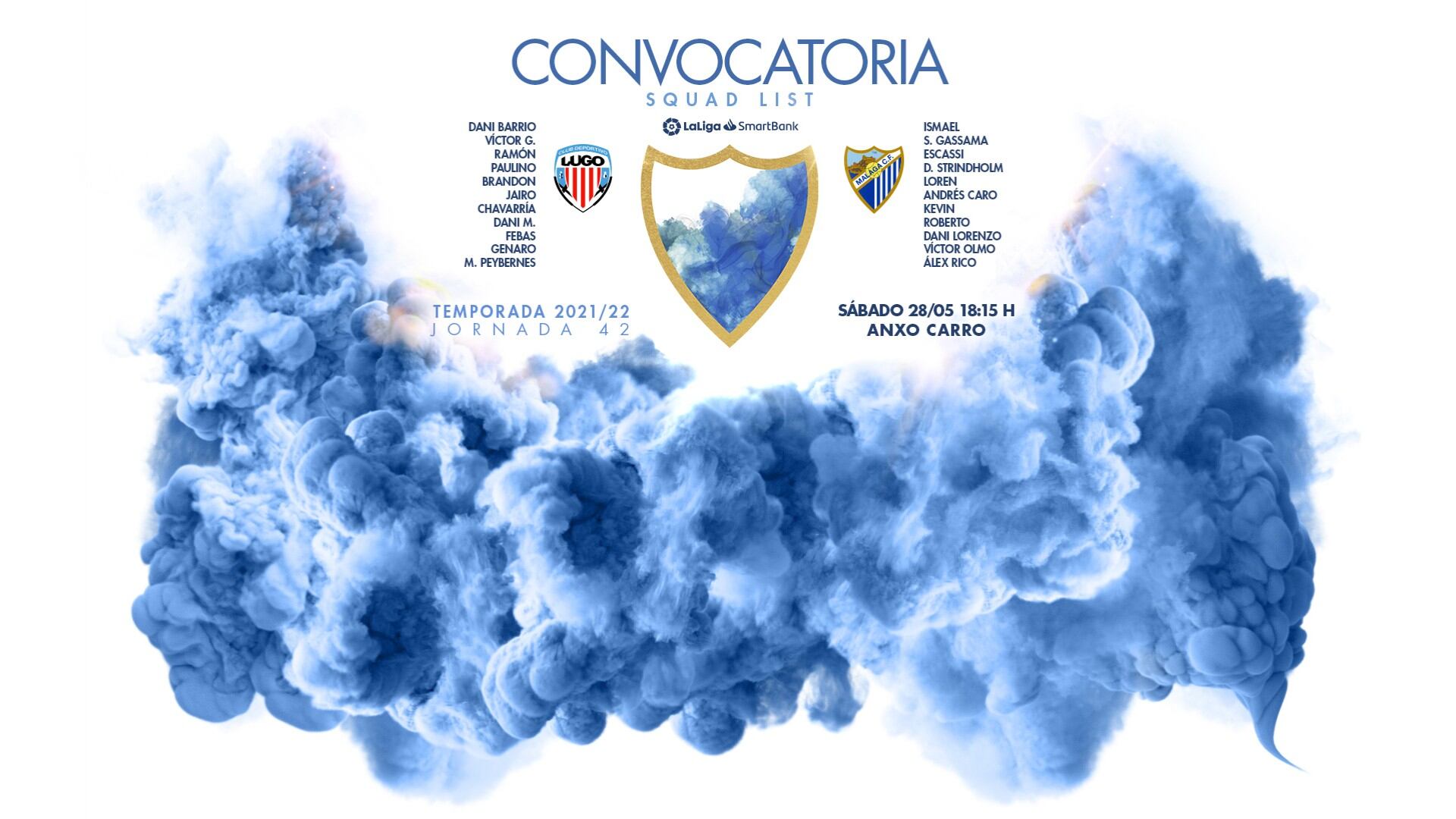 Convocatoria del Málaga para visitar al Lugo