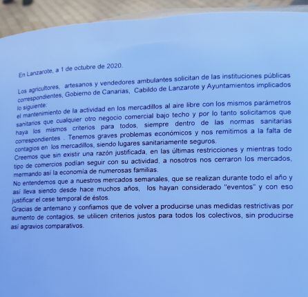 Documento que pretenden entregar a cabildo y ayuntamientos.