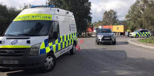 Control de la Policía en La Menacha.