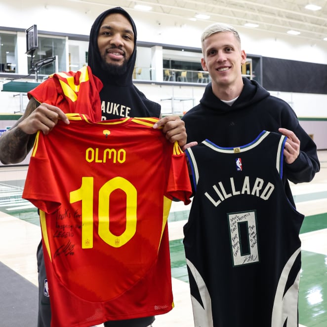 Dani Olmo y Damian Lillard, reencuentro en Estados Unidos con &#039;Dami Time&#039; incluido