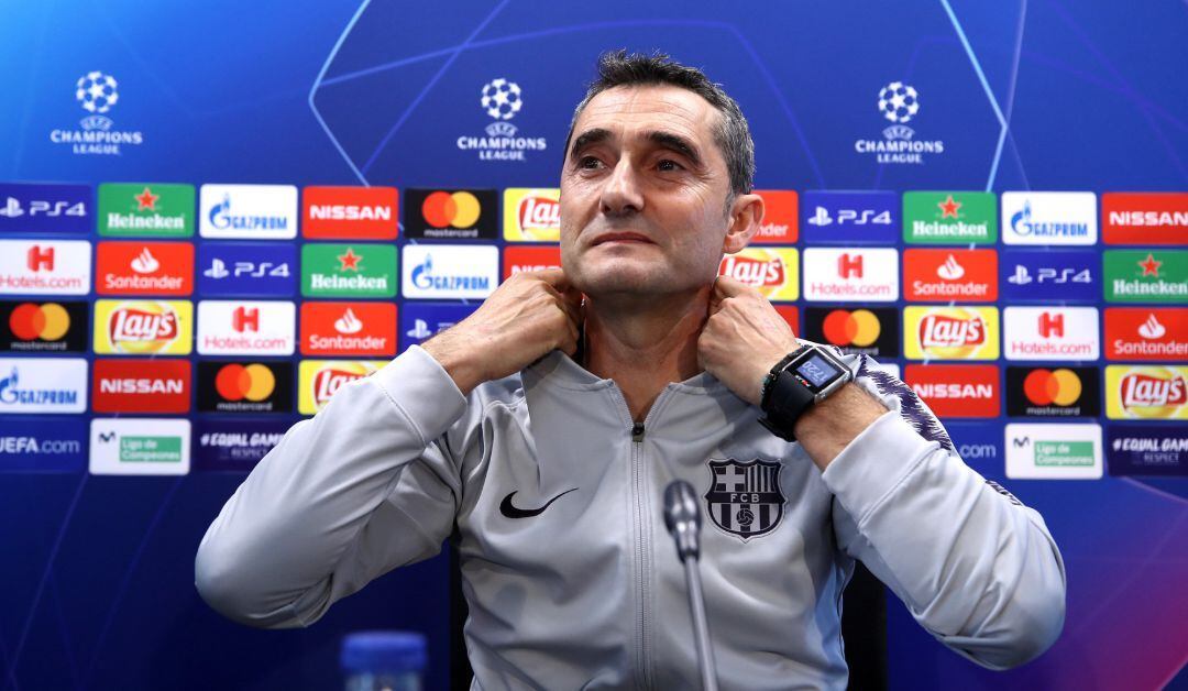 Ernesto Valverde, durante la rueda de prensa. 