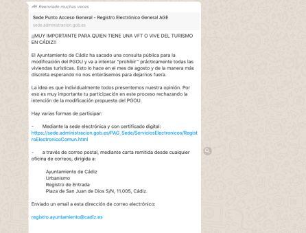 Mensaje de WhatsApp llamando a la participación