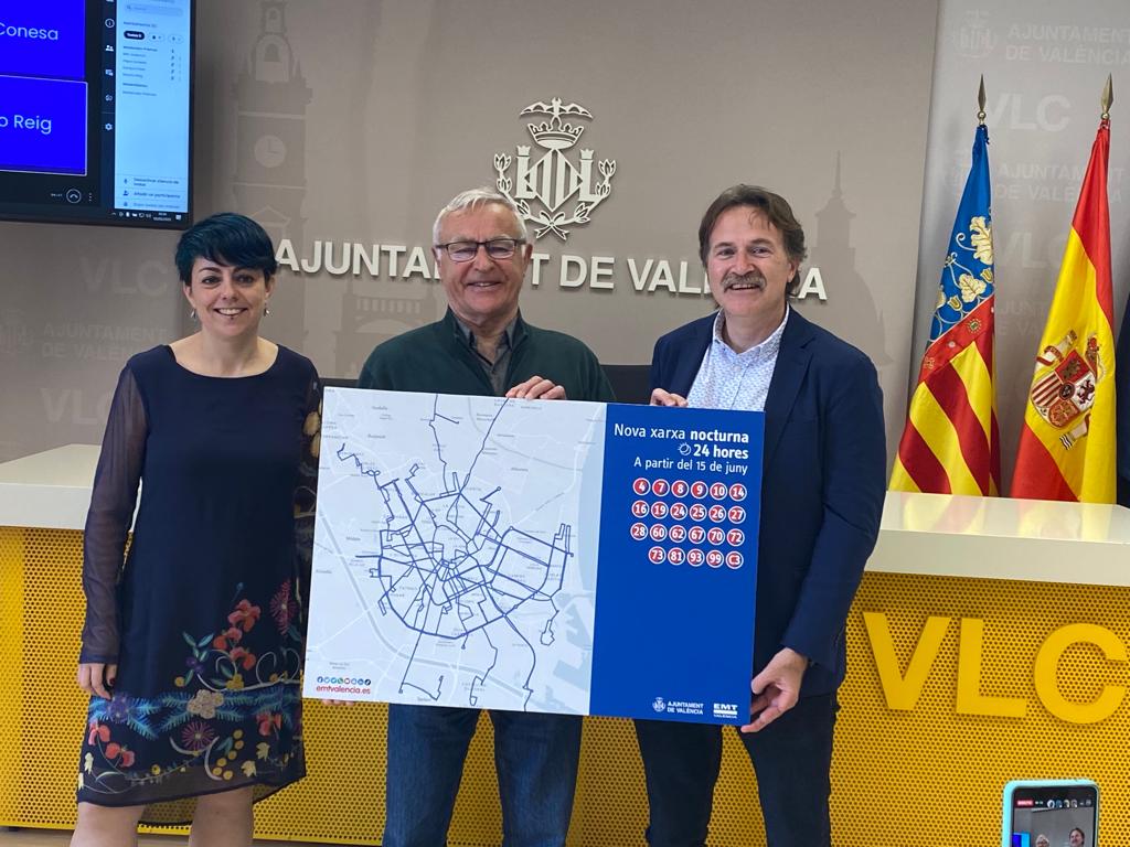 Presentación de la nueva red nocturna de líneas de EMT en València para el verano