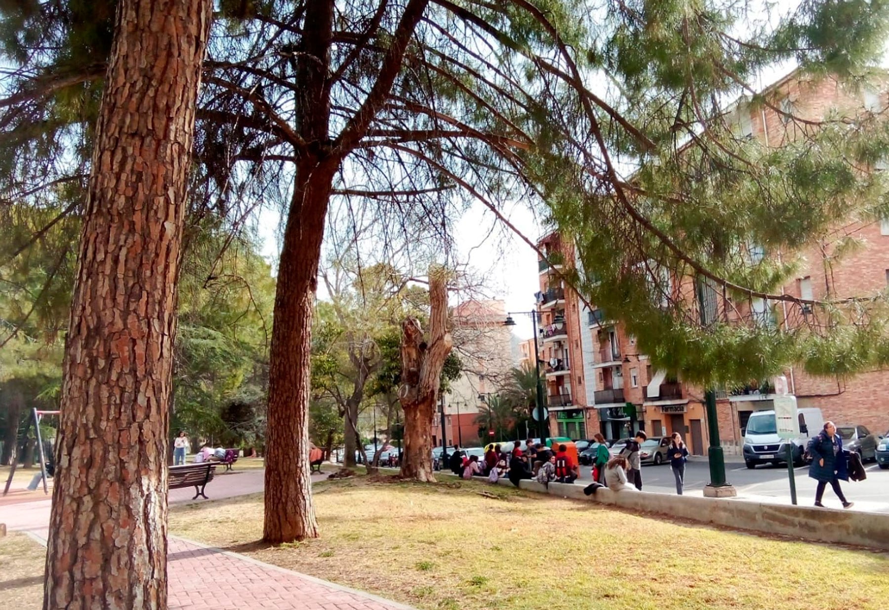 Imagen de colas en una de las paradas de autobús