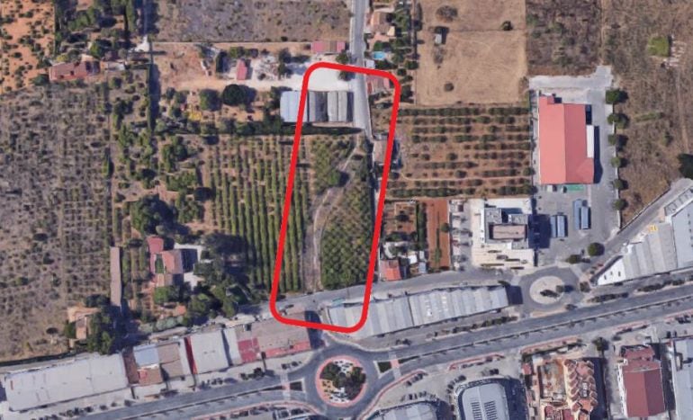 Imagen aérea del tramo del vial sobre el que se actuará.