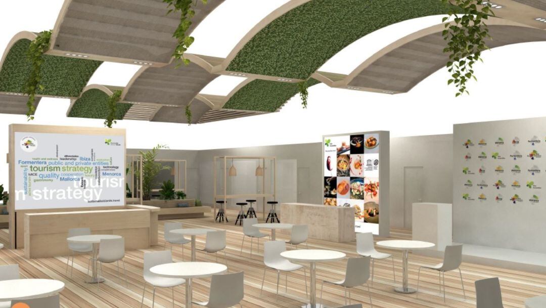 El nou estand de Balears està preparat per acollir reunions mantenint les distàncies de seguretat.