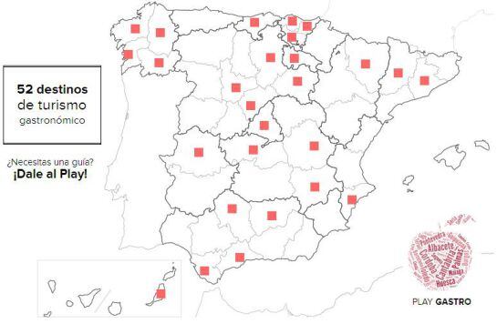 Mapa de los destinos de Play gastro.