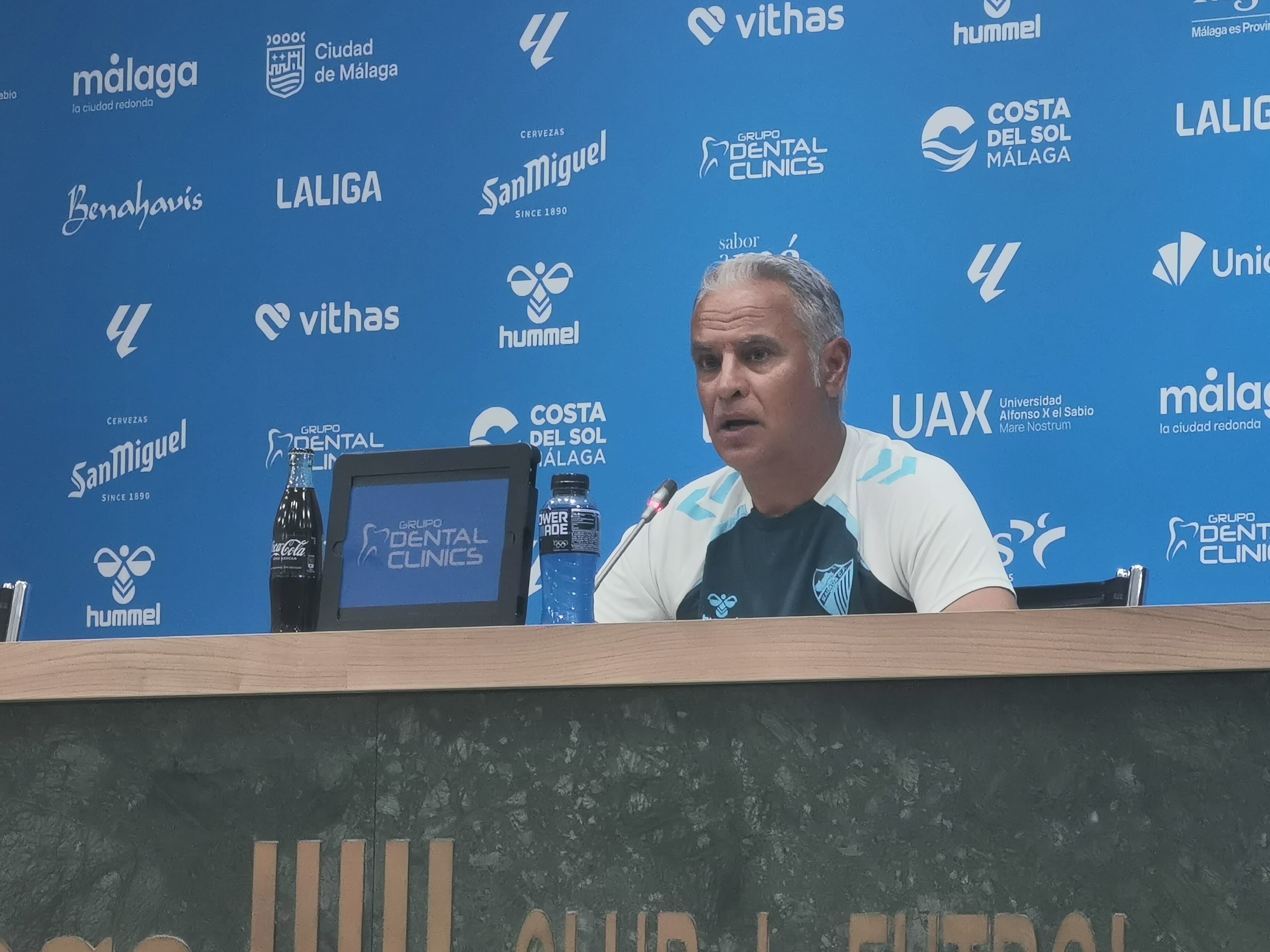 Sergio Pellicer, en la sala de prensa de La Rosaleda