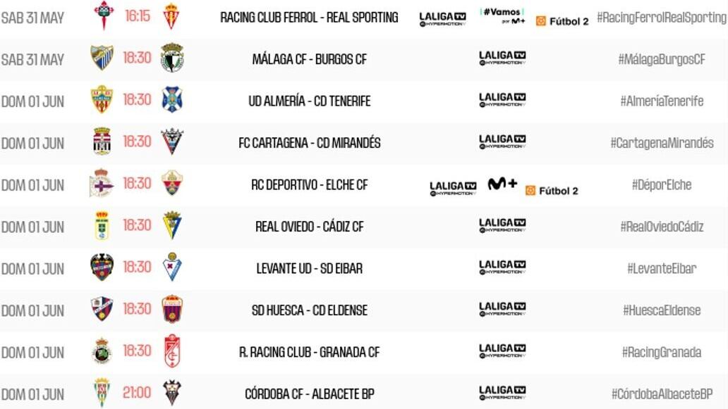 Nuevos horarios para la última jornada de LaLiga Hypermotion