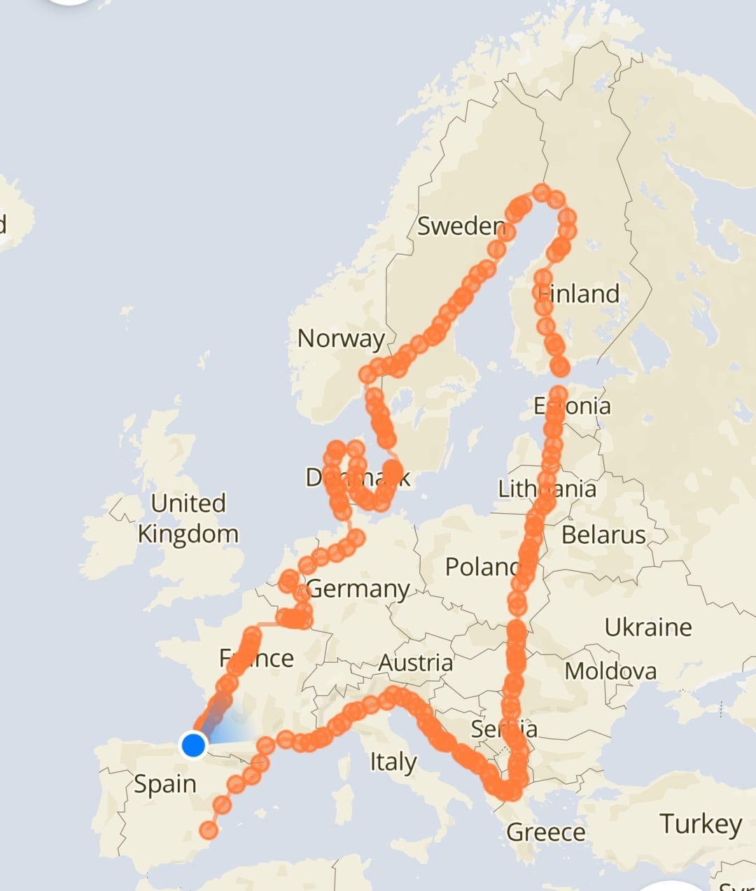 Mapa cubierto en estos casi 100 días