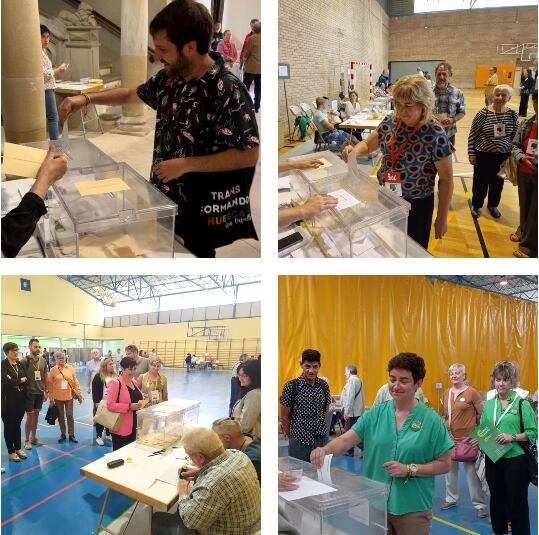 Candidatos de izquierdas votando en Huesca.