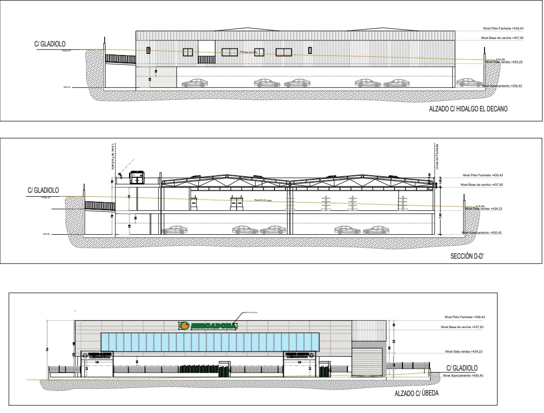 Planos alzados del nuevo Mercadona en la calle Úbeda de Linares