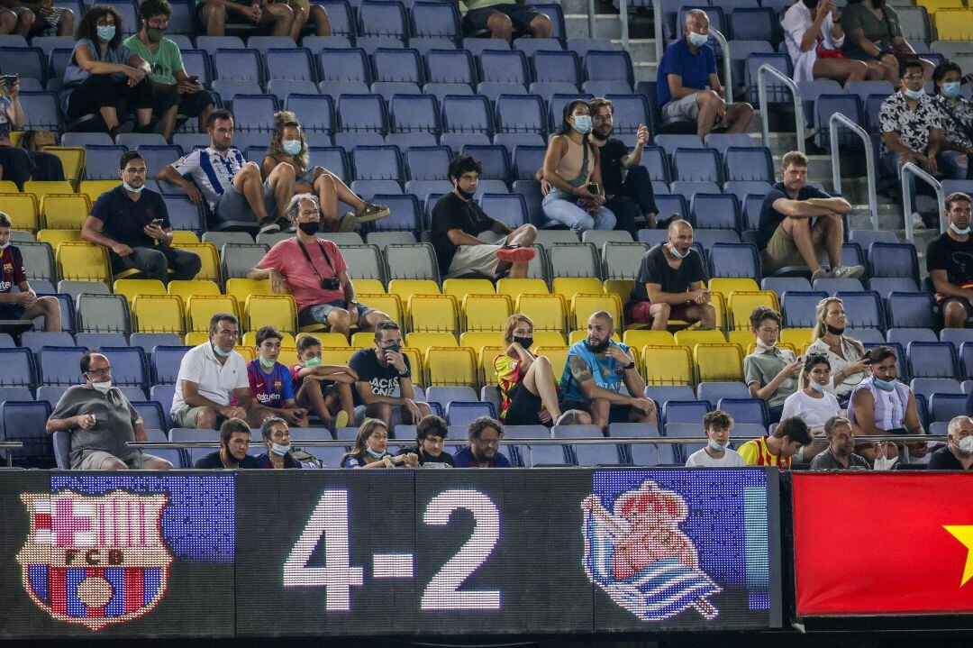 Grada del Camp Nou durante el Barcelona - Real Sociedad de la primera jornada. 
