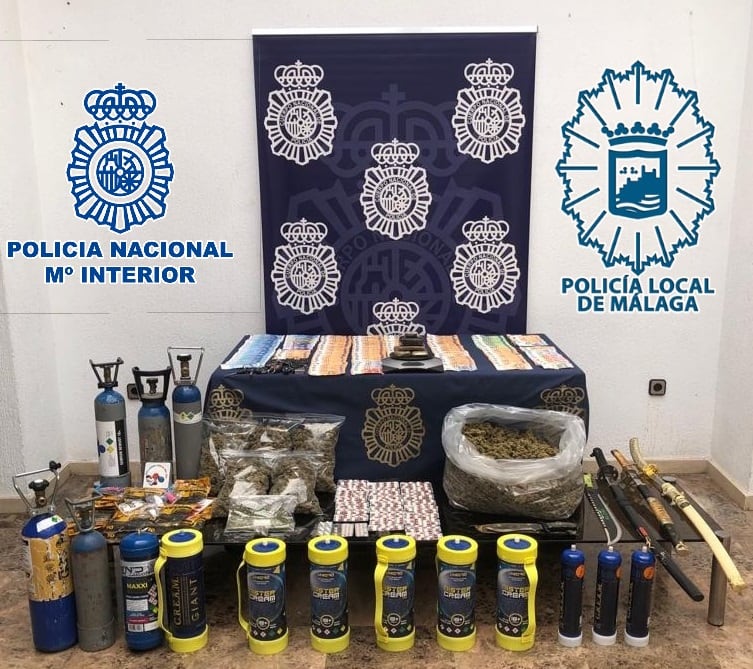 Parte del material incautado por la Policía Local de Málaga