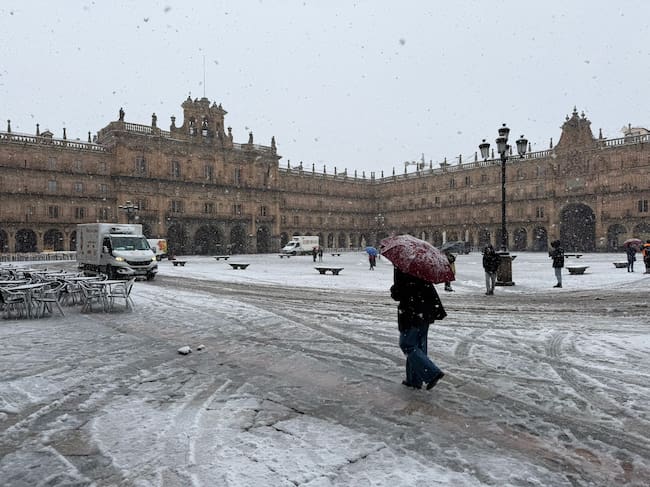 La Plaza Mayor de Salamanca, a primera hora de esta mañana de miércoles/Cadena SER