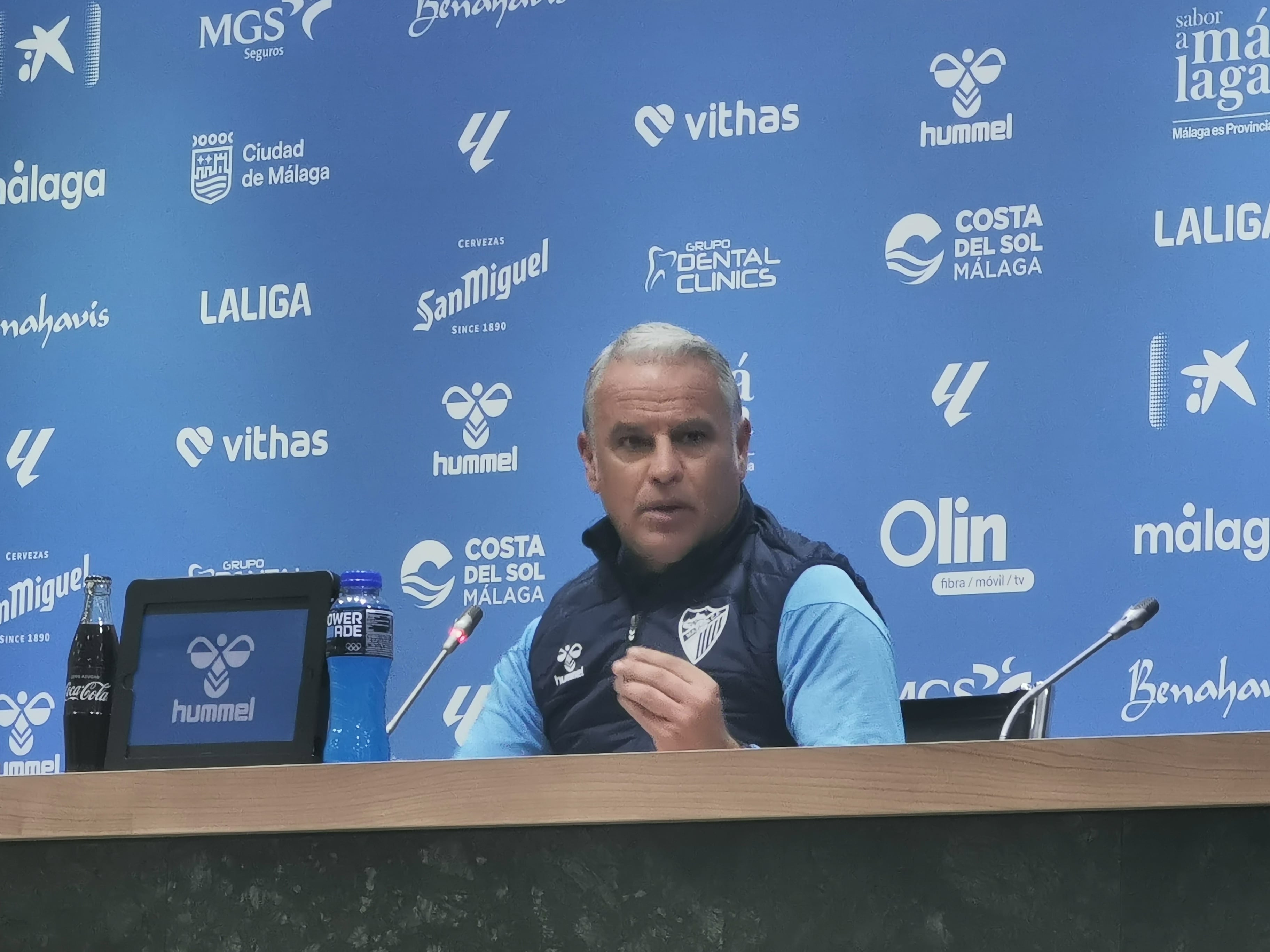 Sergio Pellicer, en la sala de prensa de La Rosaleda