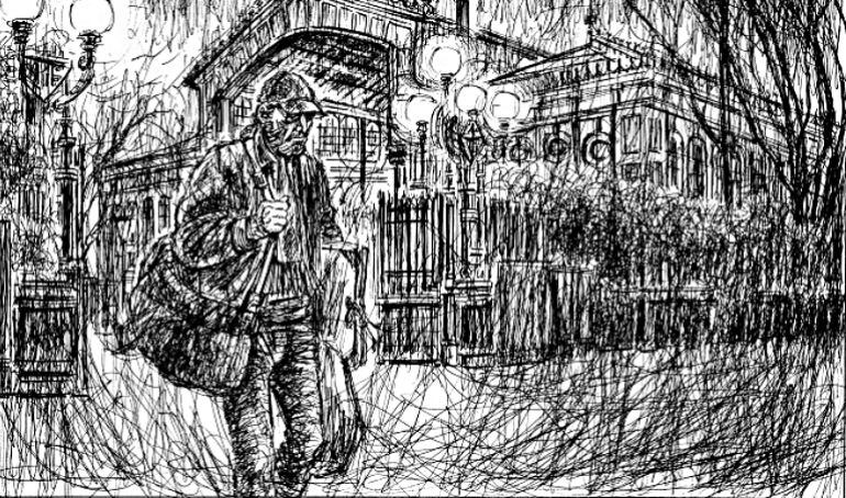 Una de las viñetas de Miguel Fuster que relatan los quince años que vivió sin hogar.