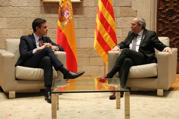 Los presidentes, durante la reunión.