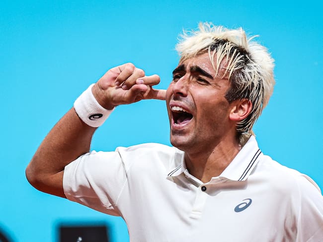 Dani Mérida celebra un punto durante el Mutua Madrid Open 2026