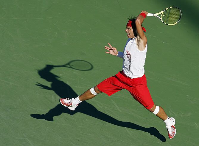 Nadal, durante el partido ante Querrey