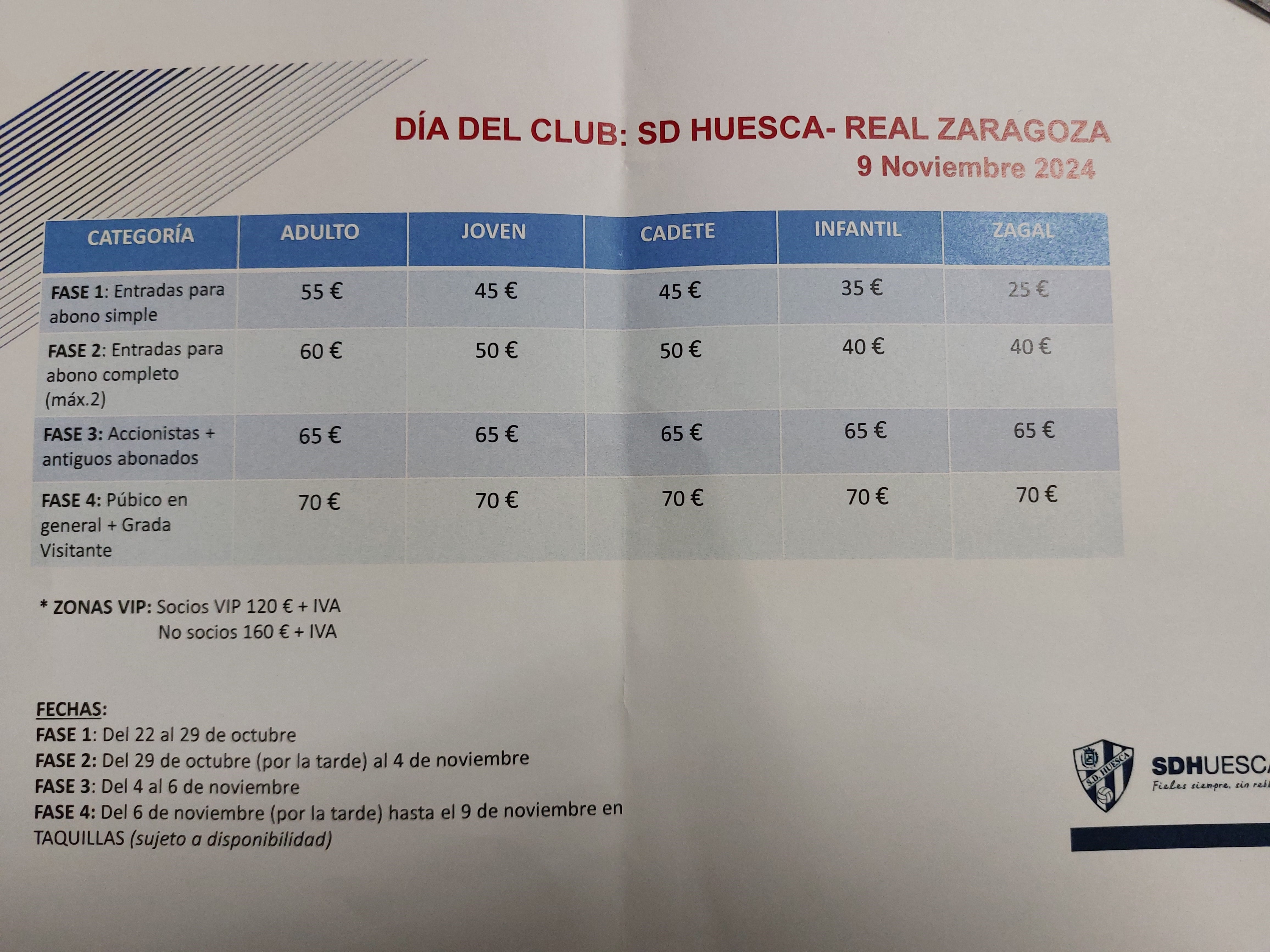 Precios derbi SD Huesca - Real Zaragoza