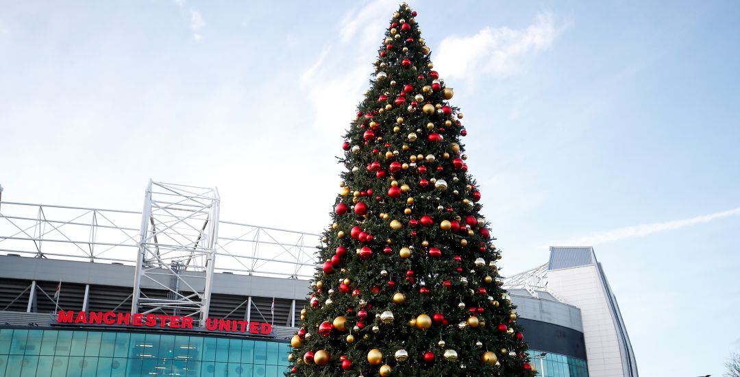 Old Trafford en un día de Navidad