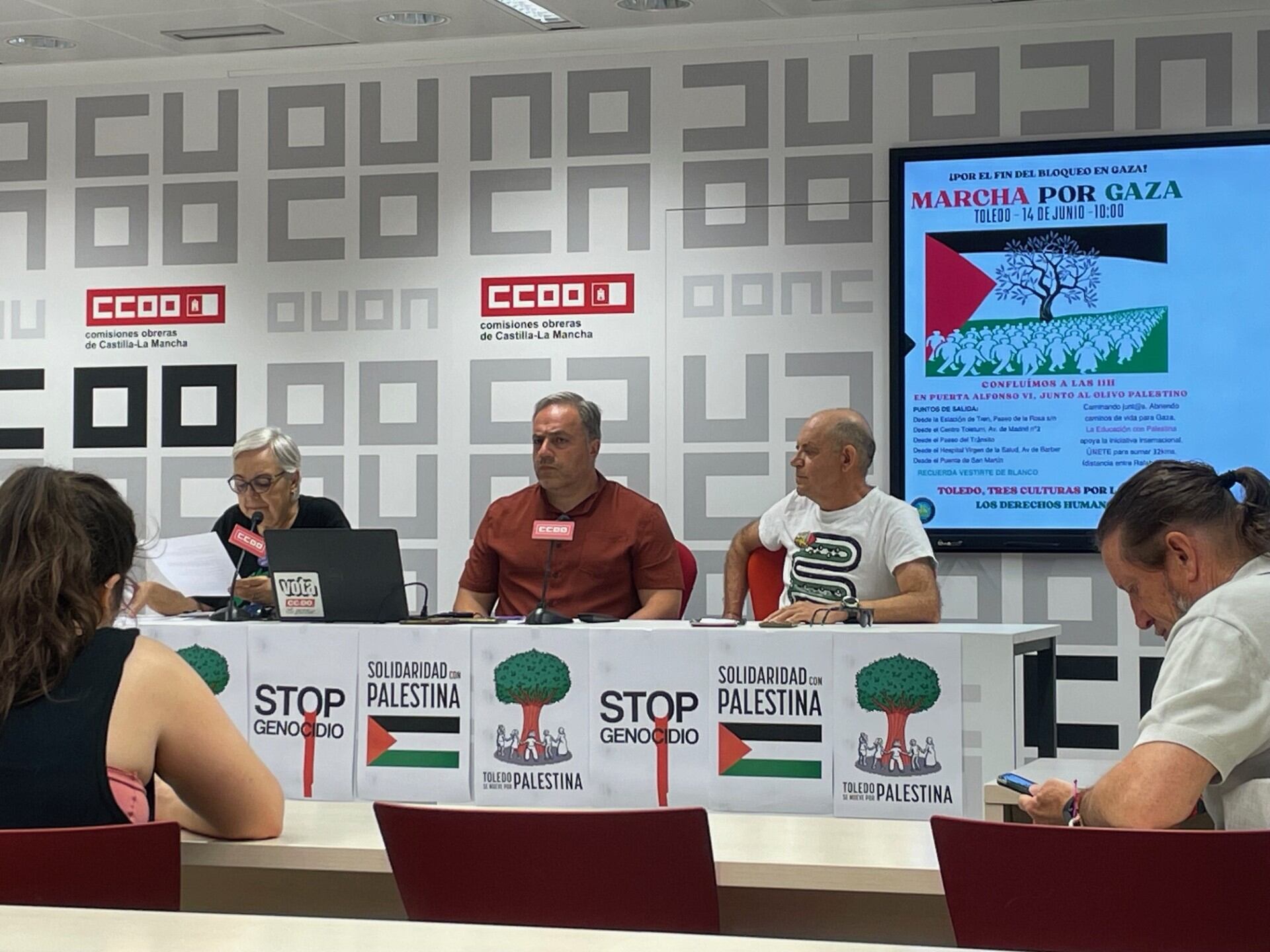 Presentación de la rueda de prensa de la Marcha por Gaza de este sábado en Toledo