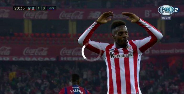 La reacción de Williams tras el gol de Raúl García. 