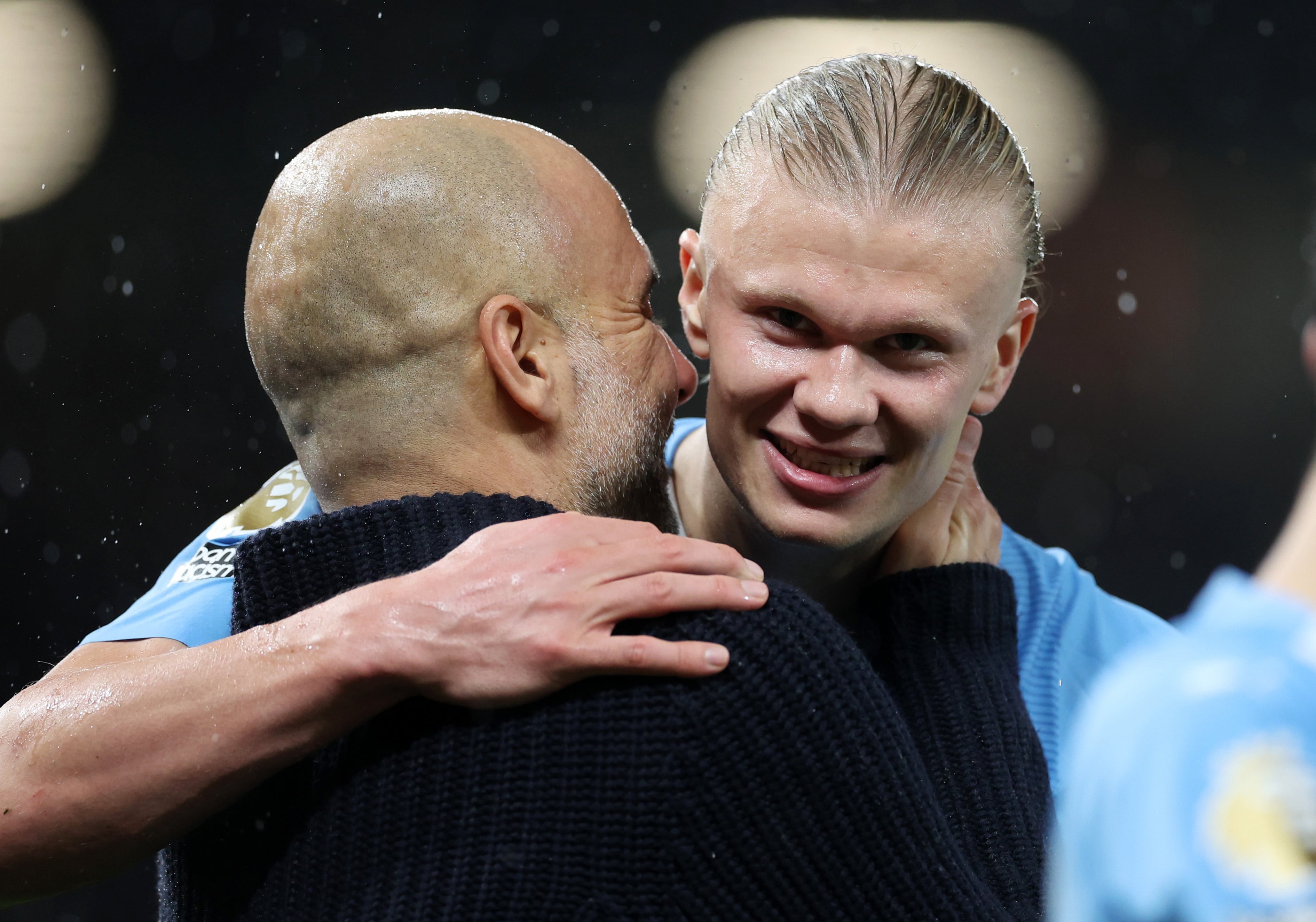 Erling Haaland y Pep Guardiola 