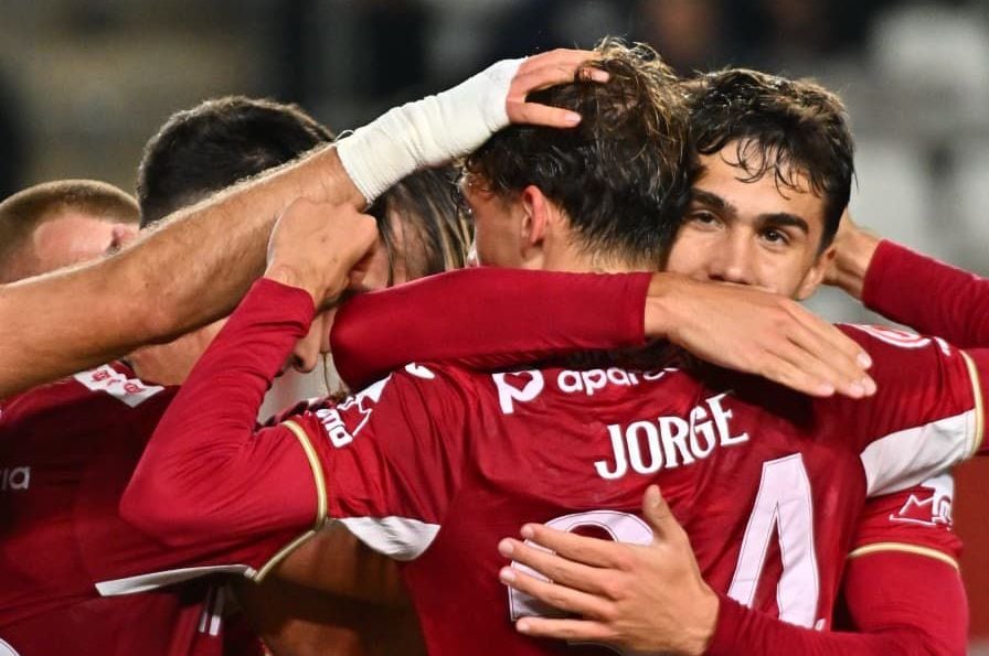 El Real Murcia celebra un gol en el Enrique Roca ante el Alcorcón.