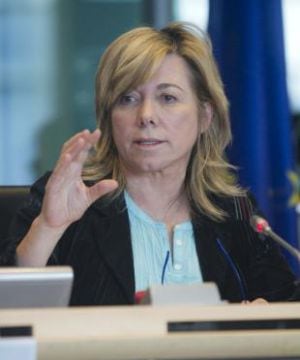 Pilar del Castillo durante una intervención en el Europarlamento