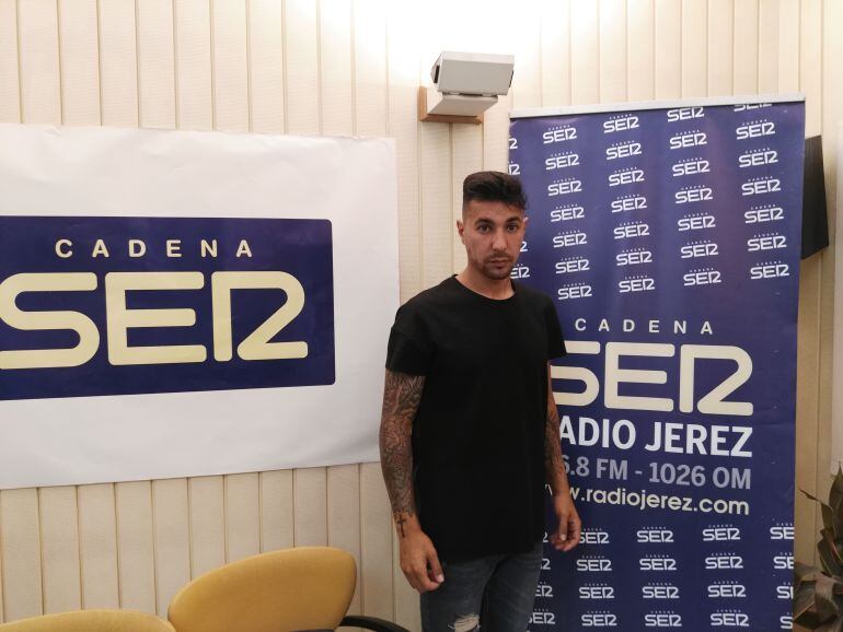 Dani Castro, jugador del Jerez Industrial en el estudio de la Cadena SER 