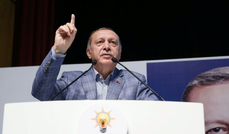 Erdogan, el presidente de Turquía, durante una rueda de prensa.