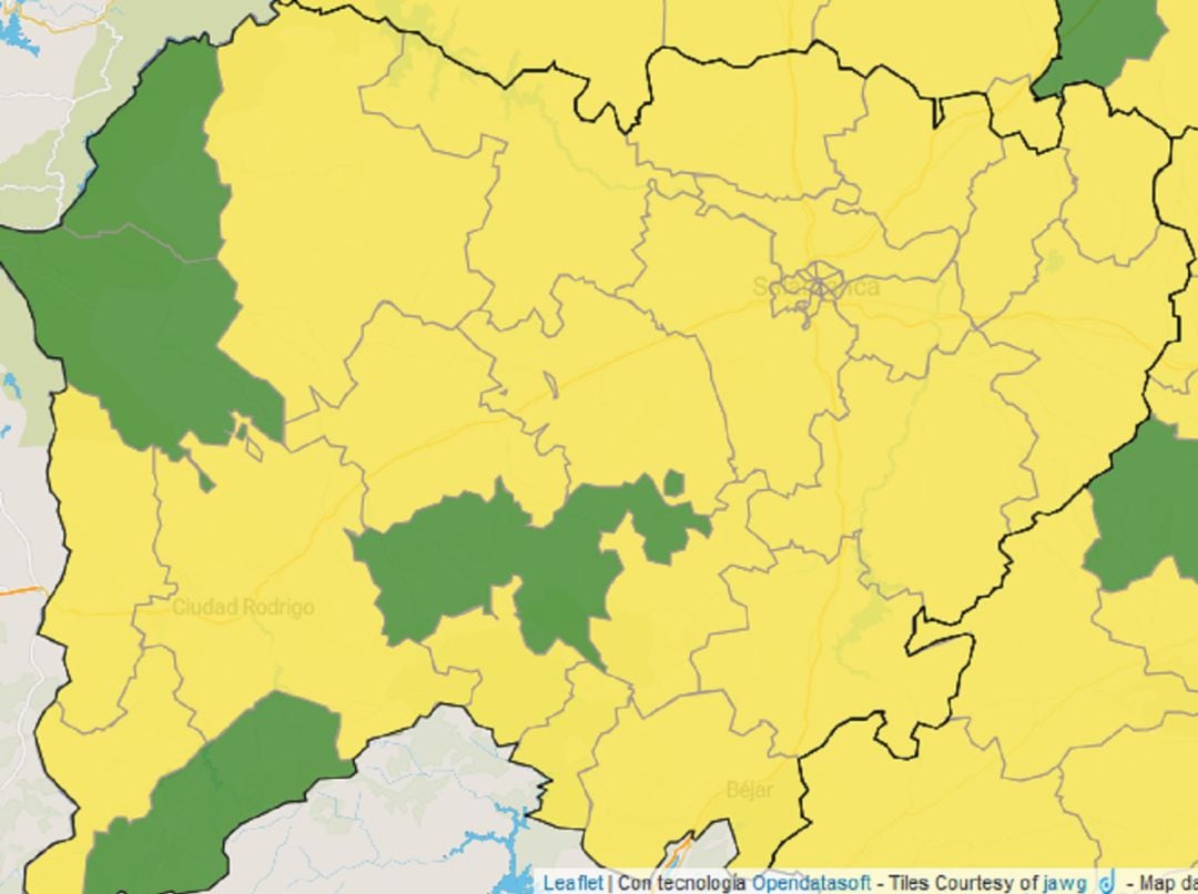Mapa de incidencia de la COVID-19 en Salamanca