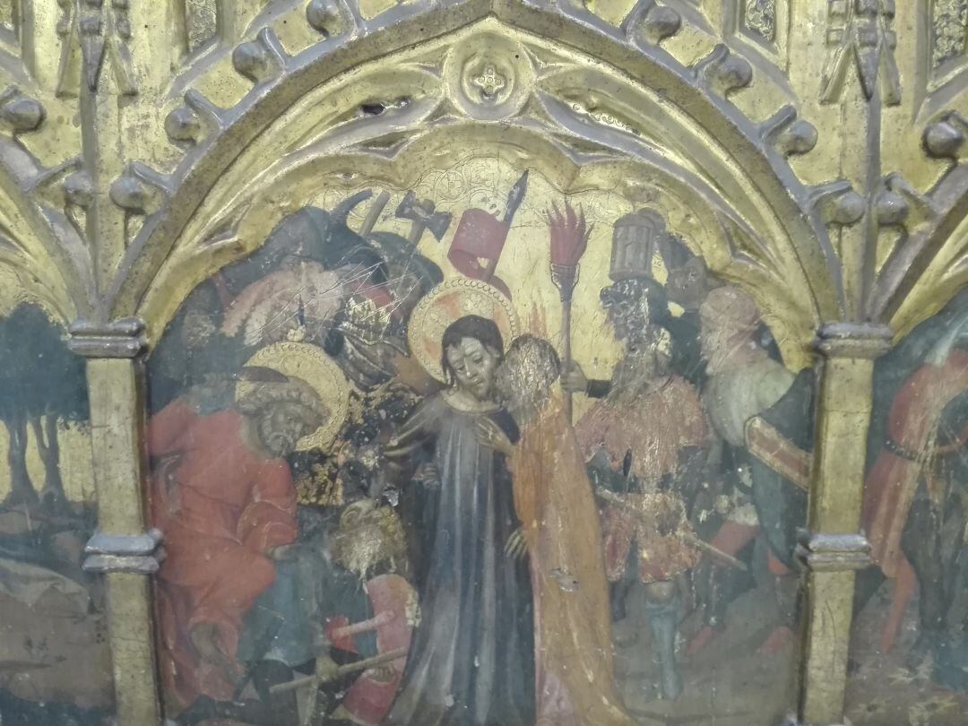 Detalle de la predela del Retablo del Centenar de la Ploma