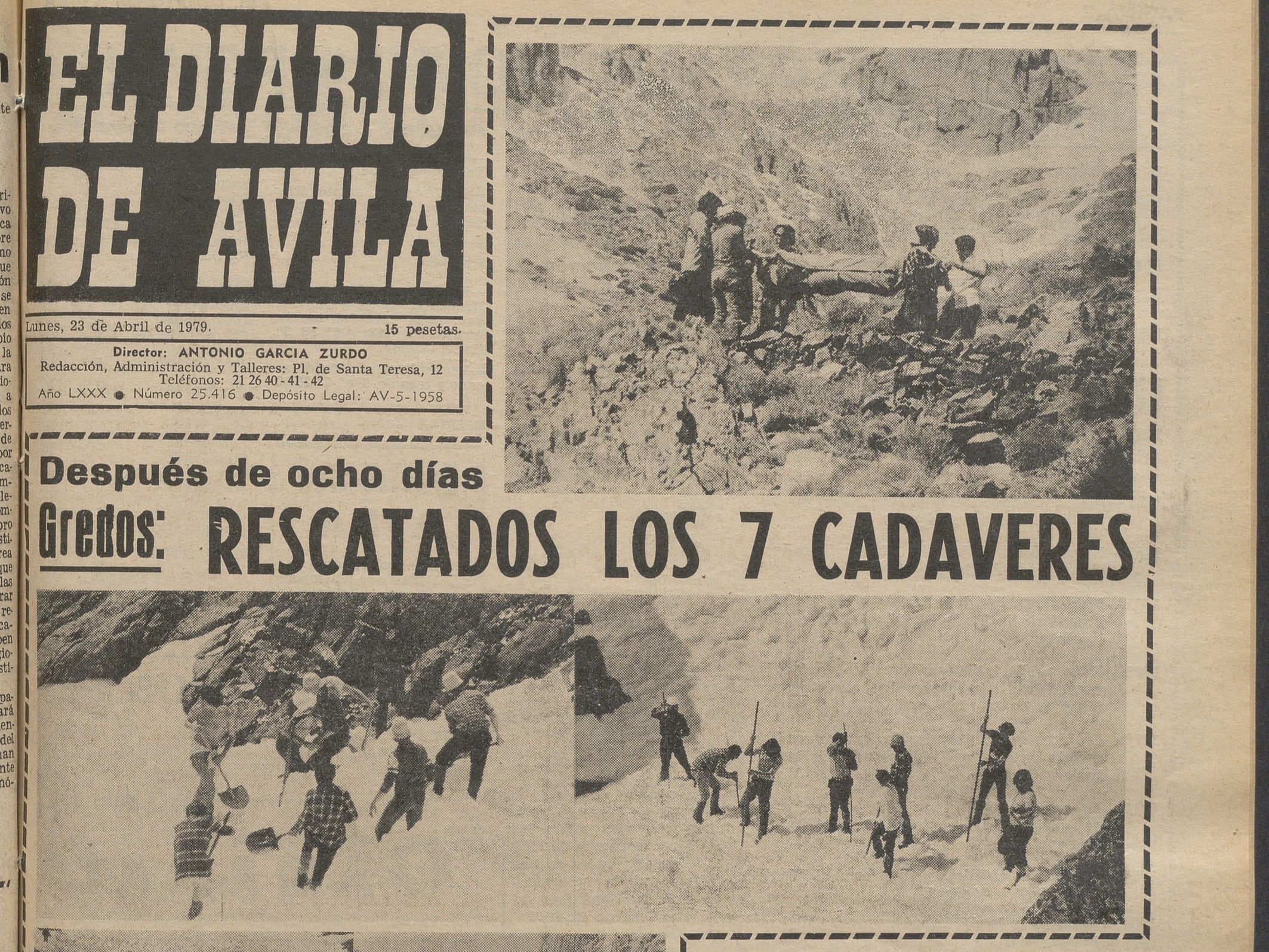 Portada de El Diario de Ávila del 23 de abril de 1979