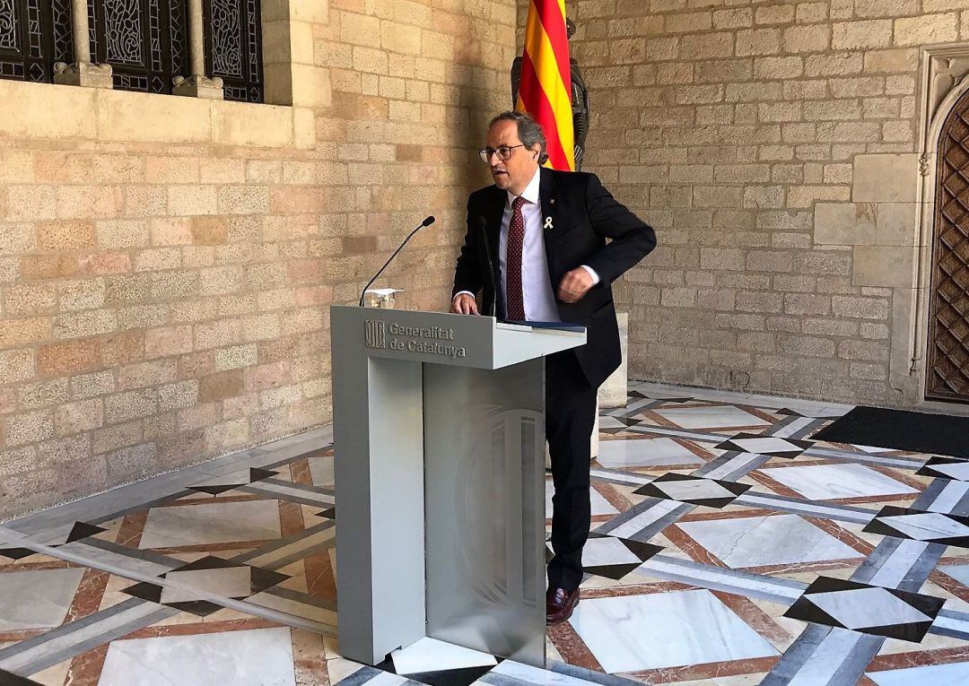 Declaració de Quim Torra a la Galeria Gòtica del Palau de la Generalitat