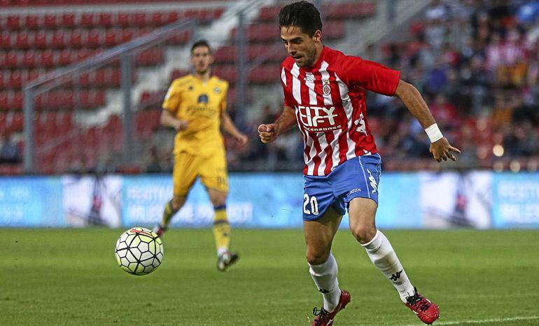 El delantero Rubén Sobrino, en un partido con la camiseta del Girona