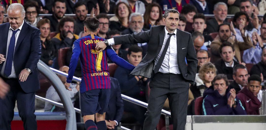 Coutinho, tras ser sustituido en la ida de semifinales de la Champions