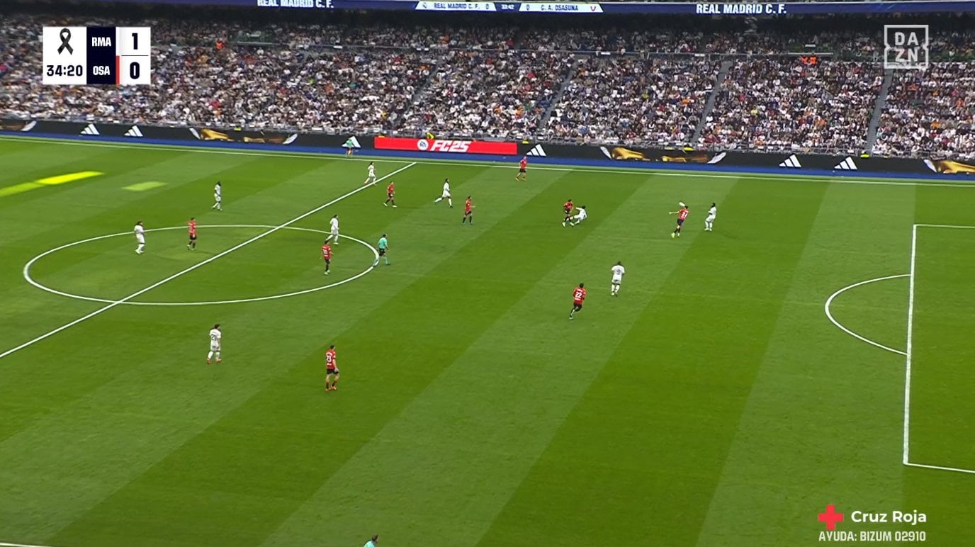 Acción en la que Osasuna protestó fuera de juego.