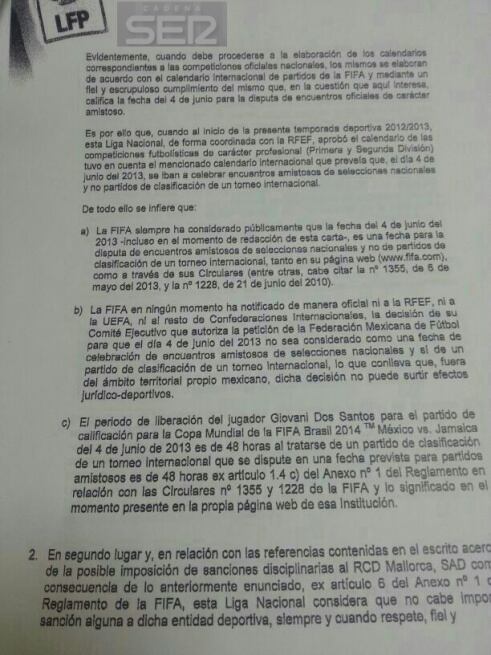 La segunda página del  escrito