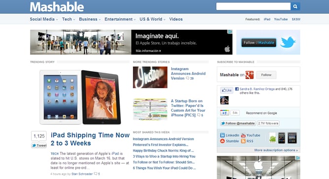 Mashable, el blog de noticias de tecnología que podría ser comprado por la CNN