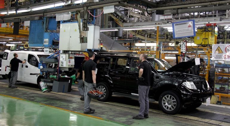 Imatge d&#039;arxiu de la línia de producció a la factoria de Nissan de la Zona Franca de Barcelona 