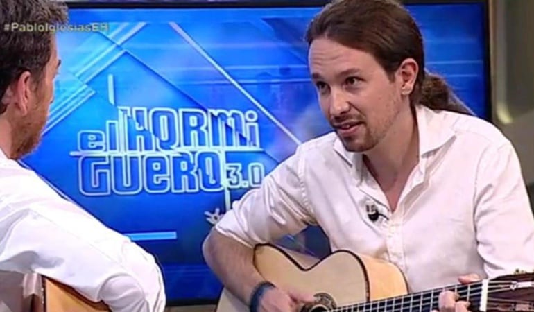 Pablo Iglesias, durante su interpretación en &#039;El Hormiguero&#039;. 