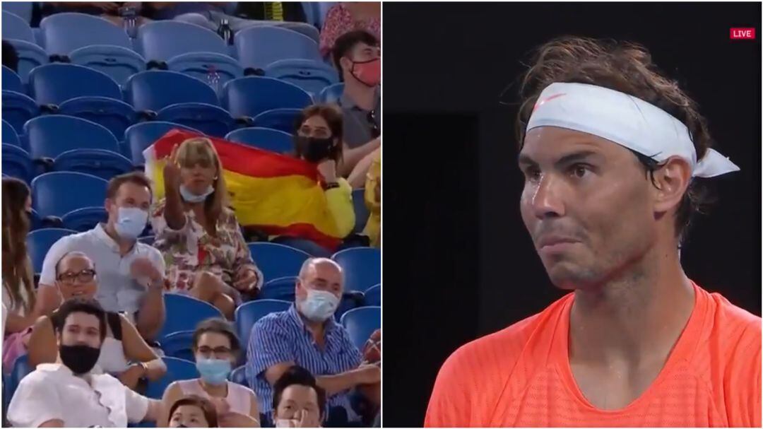 Momento en el que la señora hace una peineta a Rafa Nadal