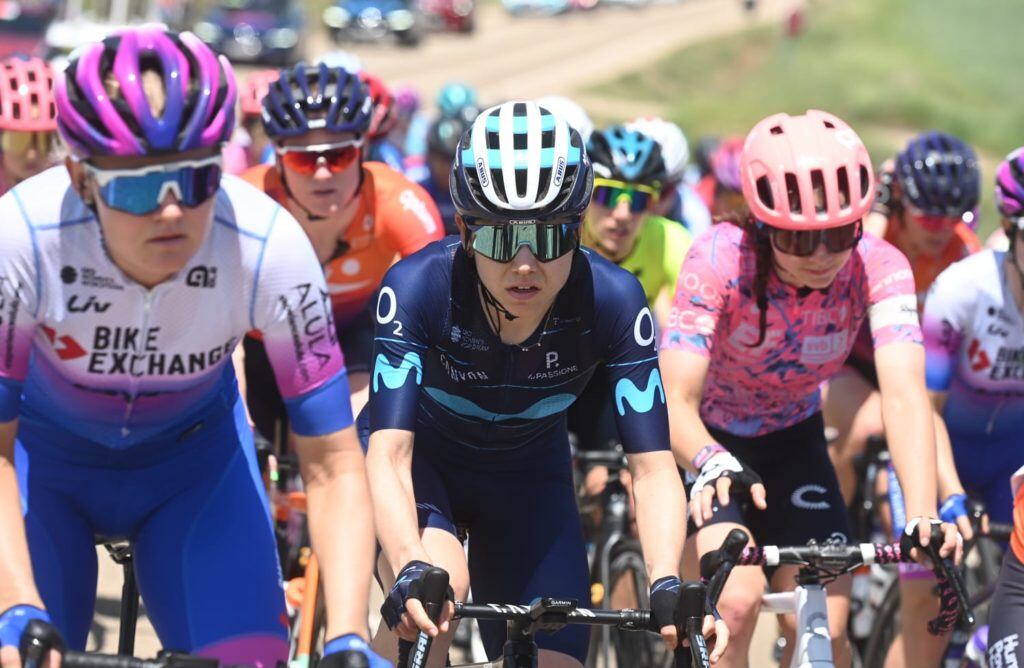 Sara Martín (Movistar Team) durante un la disputa de la reciente Vuelta a Burgos