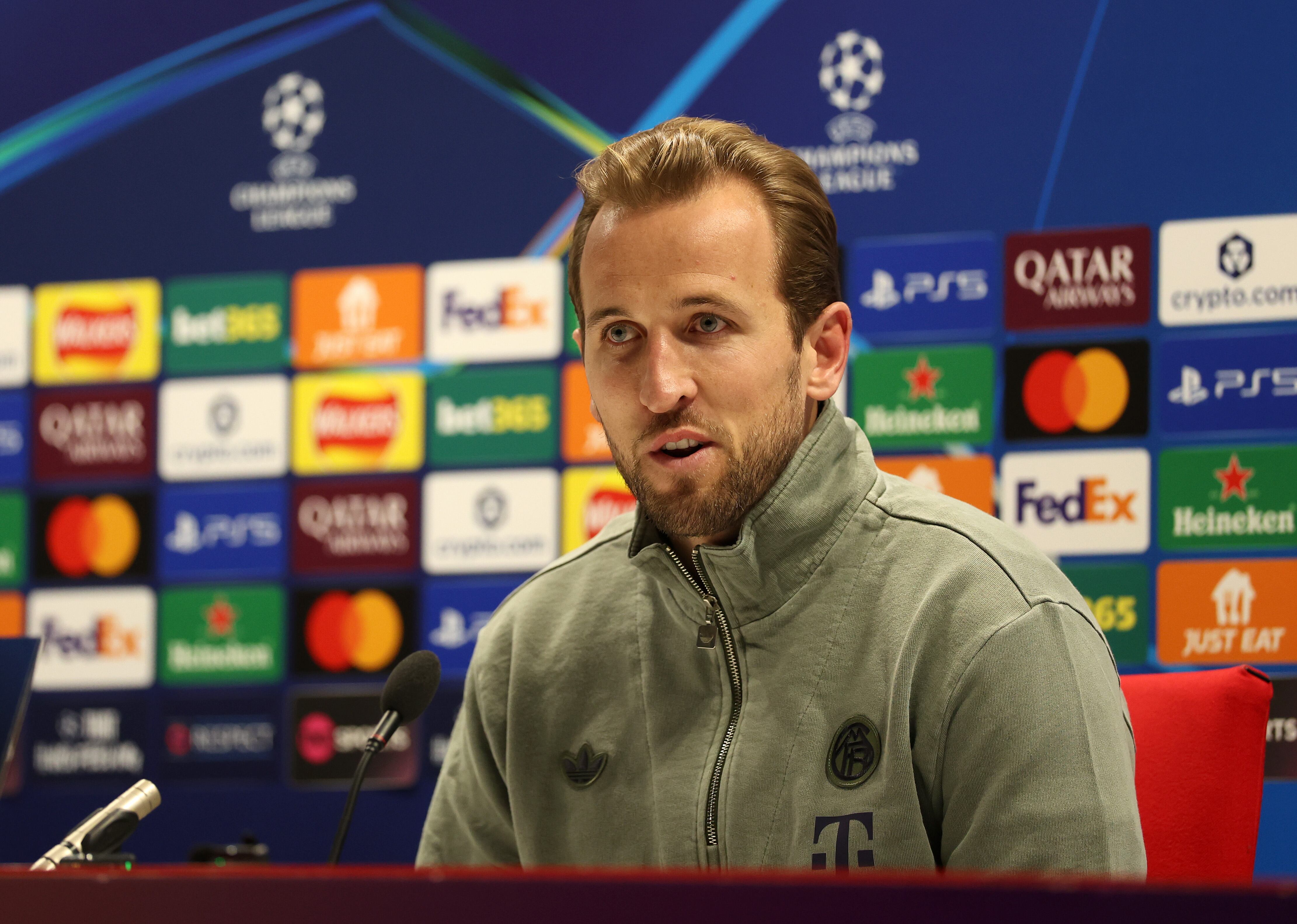 Harry Kane en la rueda de prensa previa al partido ante el Arsenal en Champions League